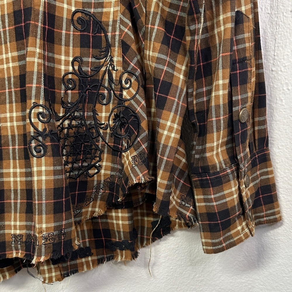 Johnny Was 3J Workshop Grammy Brand Women's Plaid Button Down Boho Shirt L - Picture 8 of 14